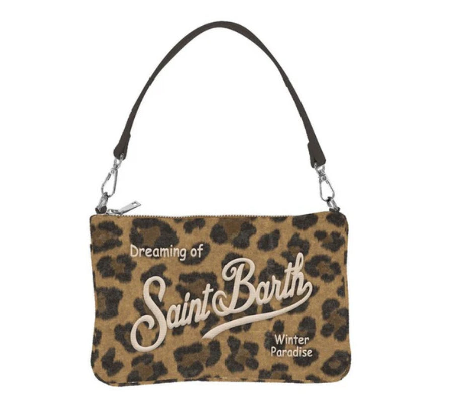 MC2 SAINT BARTH POCHETTE PARISIENNE FELT-LEOPARD MARRONE