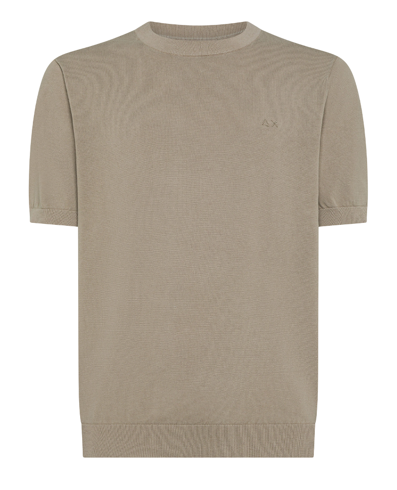 SUN68 UOMO T-SHIRT SWEATER COTTON CREPE STONE