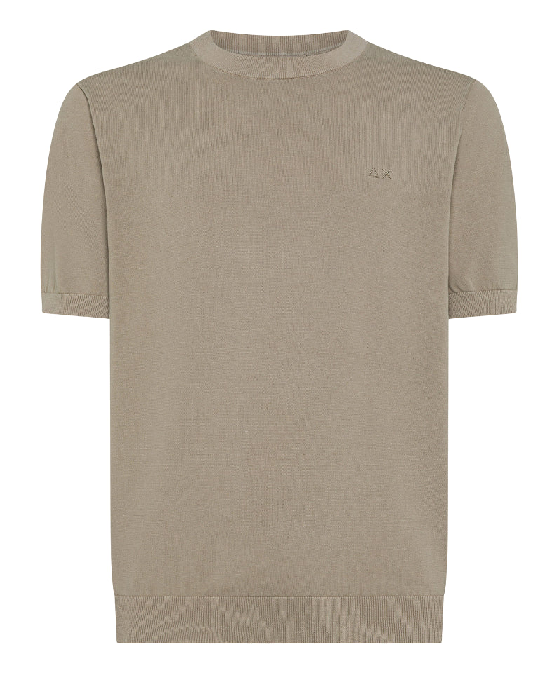 SUN68 UOMO T-SHIRT SWEATER COTTON CREPE STONE