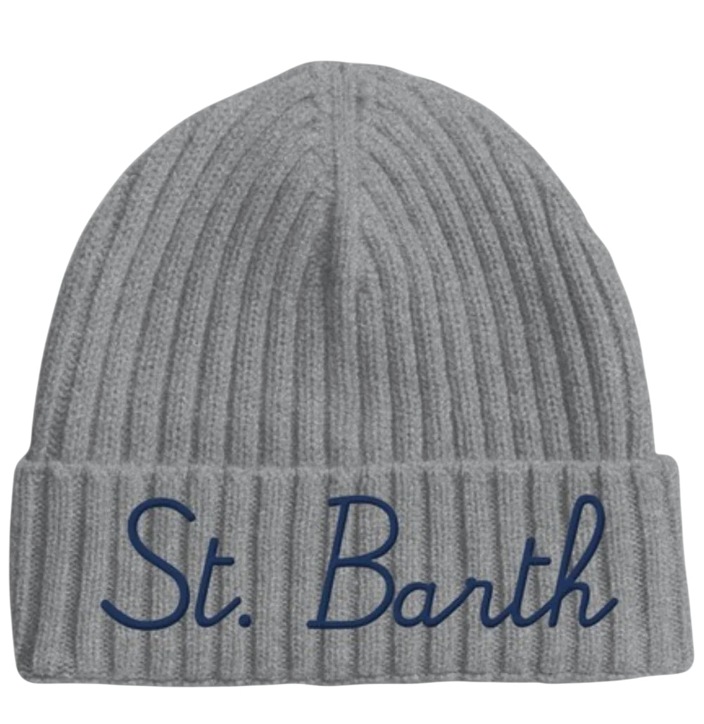 MC2 SAINT BARTH BERRETTO DA UOMO WENGEN CON RICAMO ST. BARTH GRIGIO