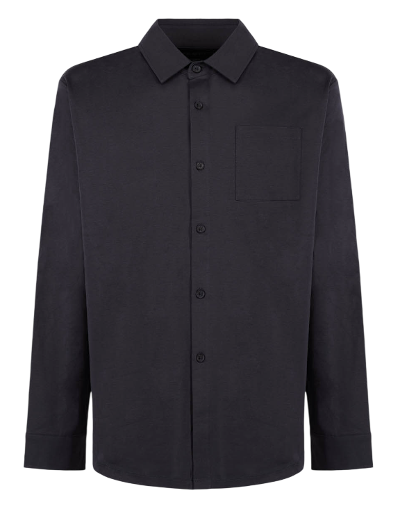 PEOPLE OF SHIBUYA CAMICIA YOGO IN JERSEY ELASTICIZZATO COLORE NAVY BLUE