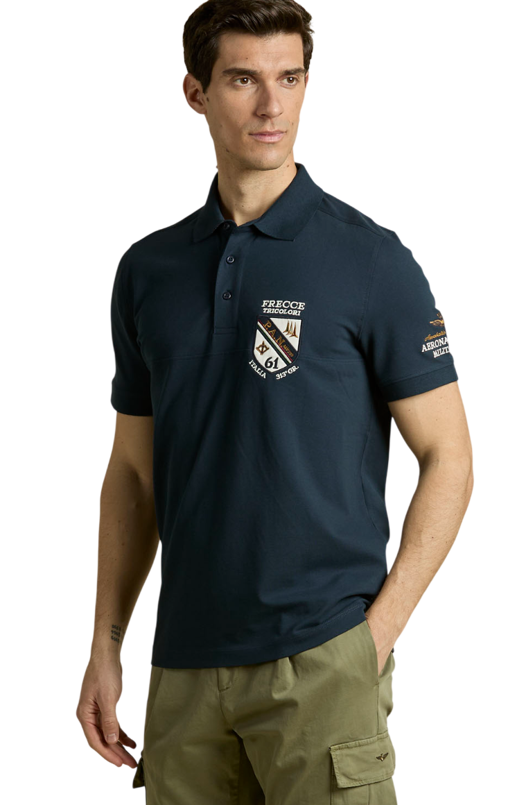 AERONAUTICA MILITARE POLO CON SCUDETTO FRECCE TRICOLORI BLU NAVY