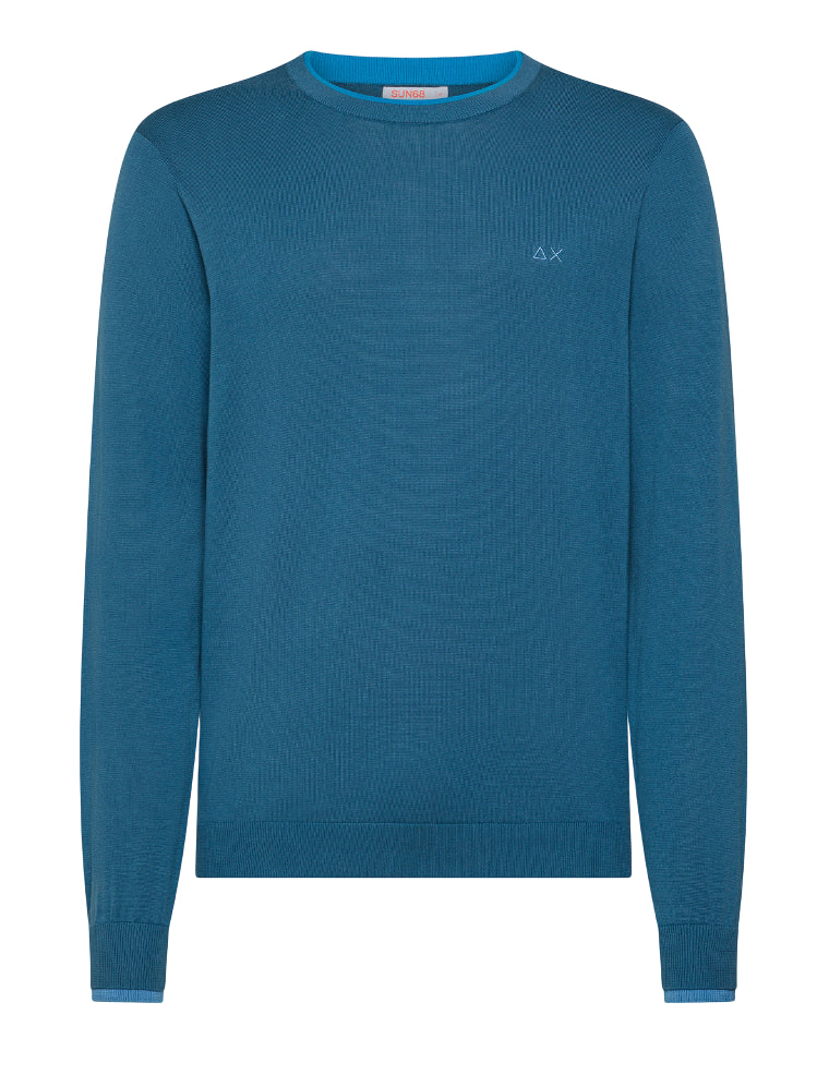 SUN68 UOMO MAGLIA SWEATER NECK DOUBLE RIB AVIO SCURO