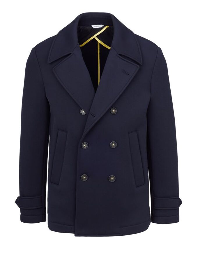 MANUEL RITZ PEACOAT SLIM IN JERSEY TECNICO BLU