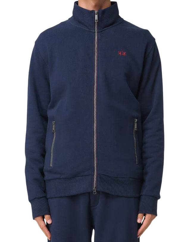 LA MARTINA FELPA FULL ZIP E LOGO COLORE BLU