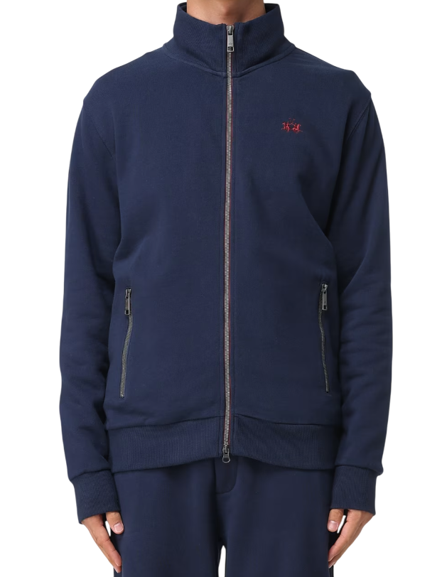 LA MARTINA FELPA FULL ZIP E LOGO COLORE BLU
