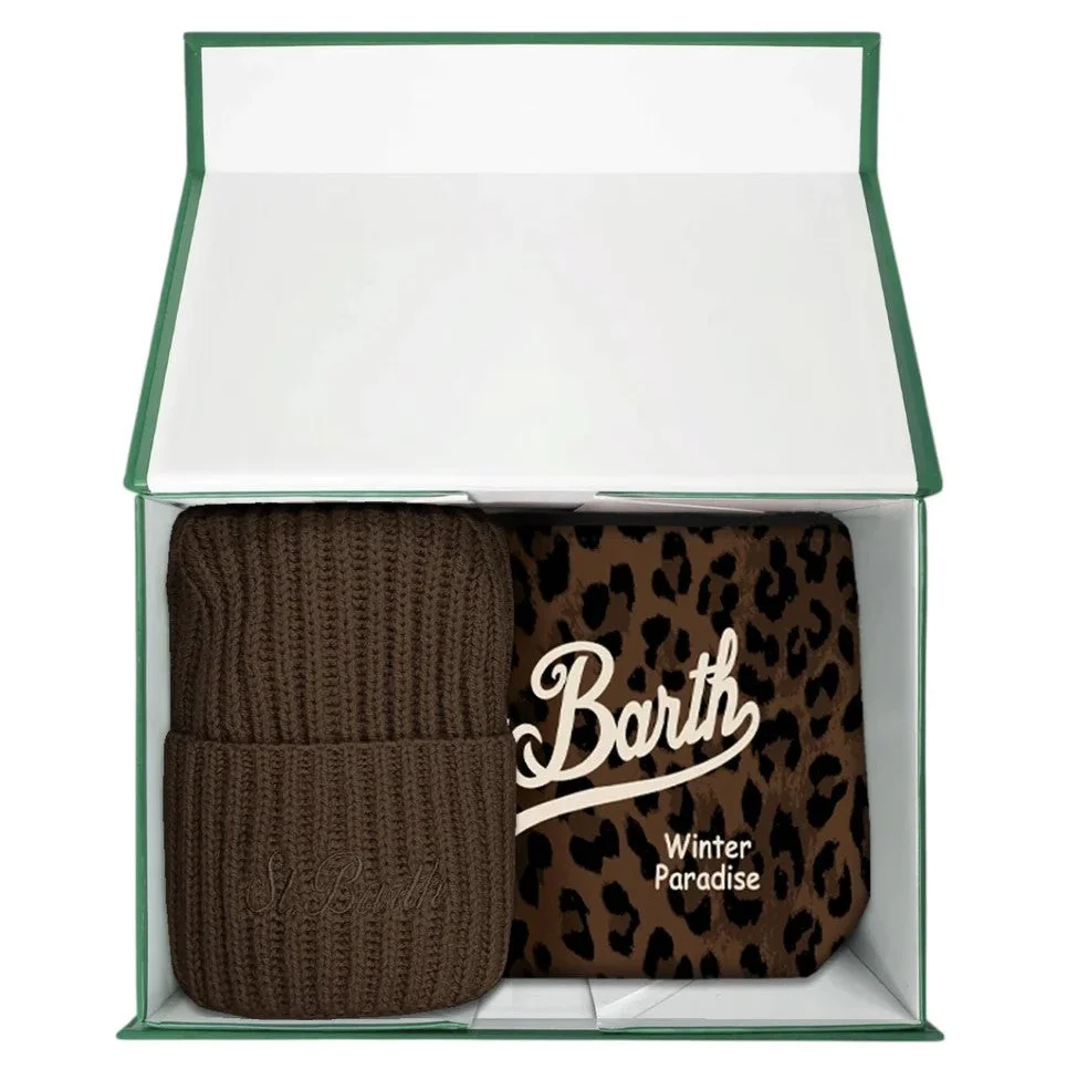 MC2 SAINT BARTH CHRISTMAS BOX POCHETTE ALINE E BERRETTO DARK LEO
