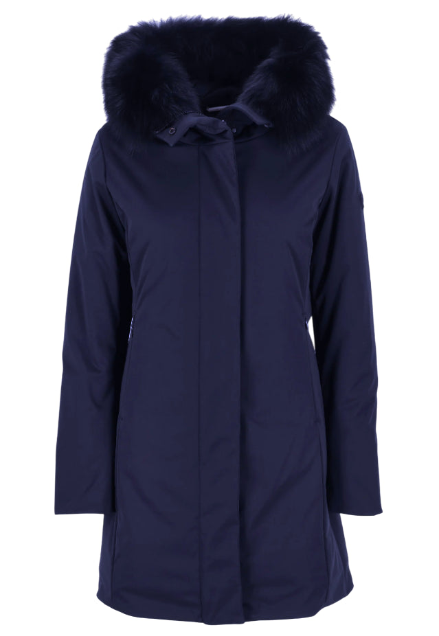 PEOPLE OF SHIBUYA PARKA AEMI PM149 CON CAPPUCCIO IN PELLICCIA NAVY BLUE