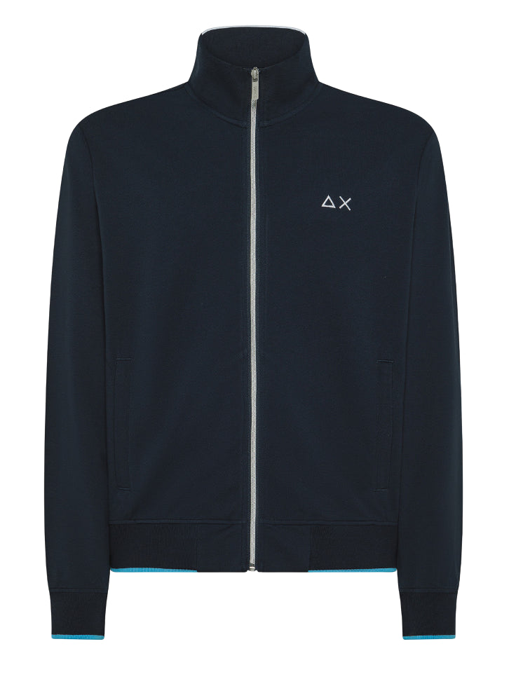 SUN68 UOMO FELPA TRACK ZIP PIQUET NAVY BLUE