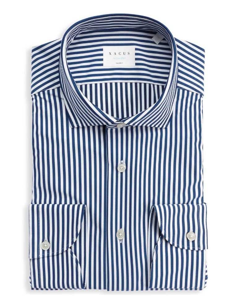 XACUS CAMICIA ACTIVE COLLO FRANCESCE RIGHE TWILL BLU
