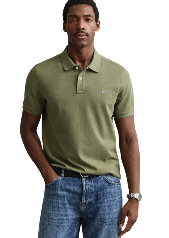 GANT POLO SHIELD PIQUE REGULAR FIT HERB GREEN