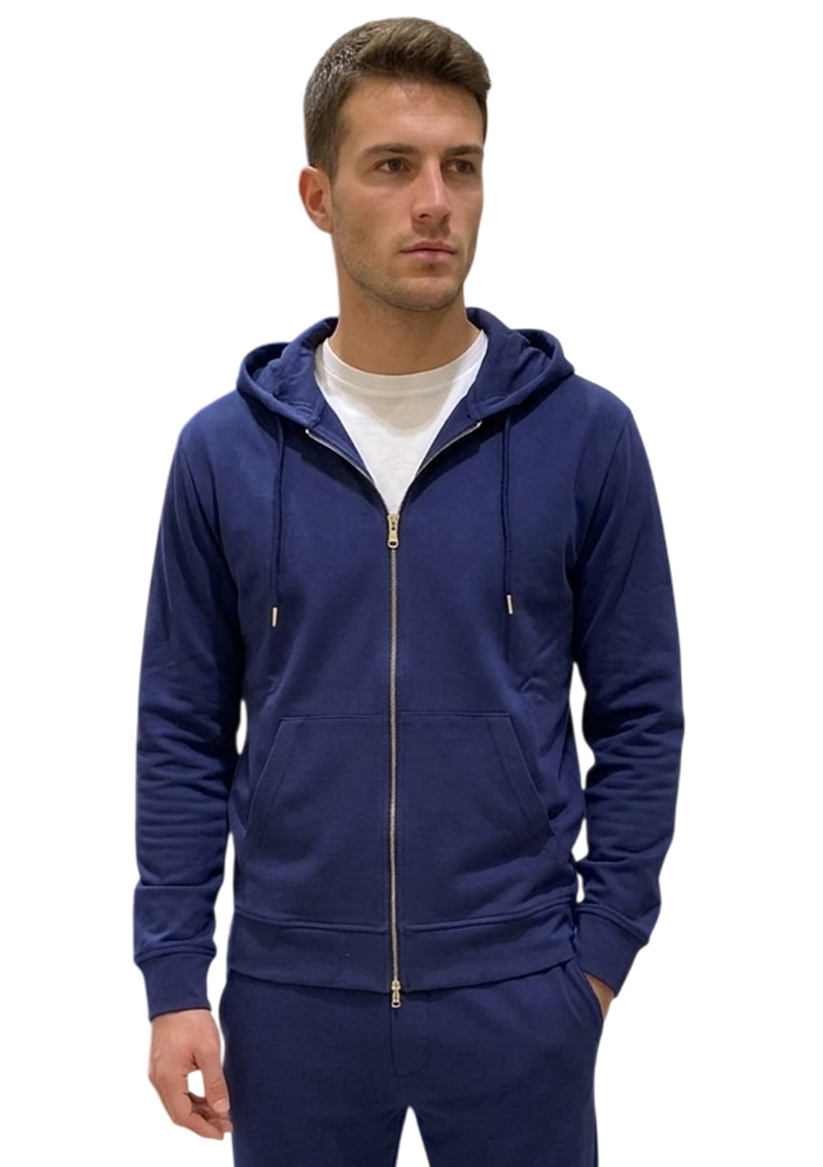 MARK MIDOR FELPA CON CAPPUCCIO E ZIP COLORE BLU NAVY