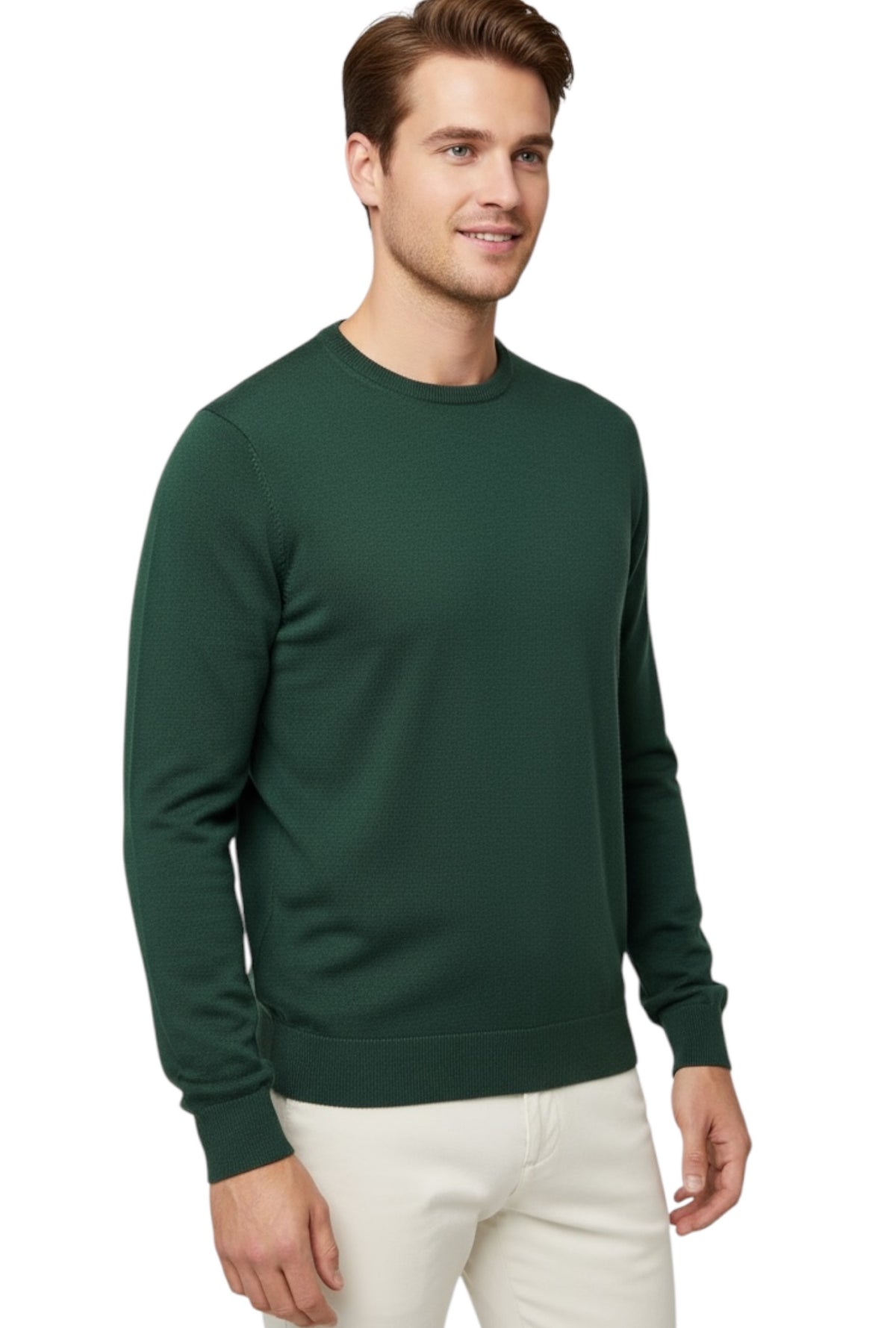MARK MIDOR MAGLIA GIROCOLLO IN LANA MERINO EXTRAFINE VERDE BOTTIGLIA