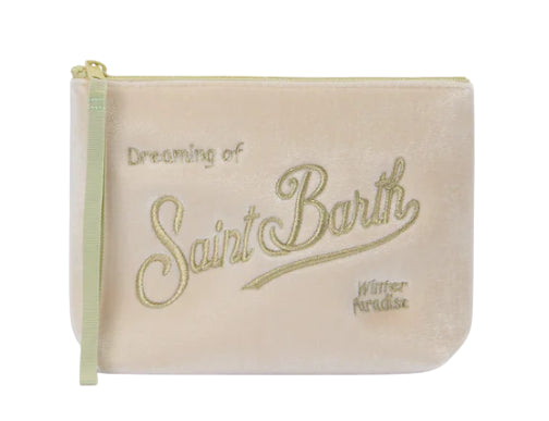 MC2 SAINT BARTH POCHETTE ALINE VELVET IN VELLUTO BIANCO E STRASS