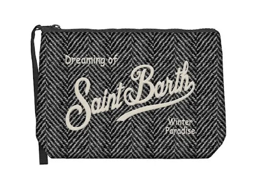 MC2 SAINT BARTH POCHETTE ALINE HERRINGBONE WOOL 0015 EMB