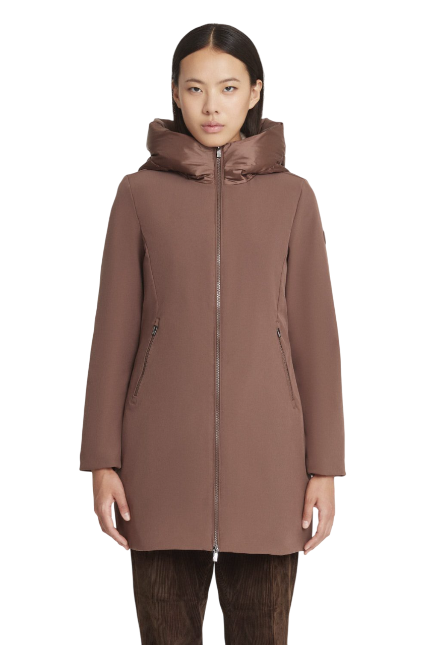 CIESSE PIUMINI GIACCA LUNGA MIRE 3.0 IMBOTTITA IN SOFTSHELL SHAVED CHOCOLATE