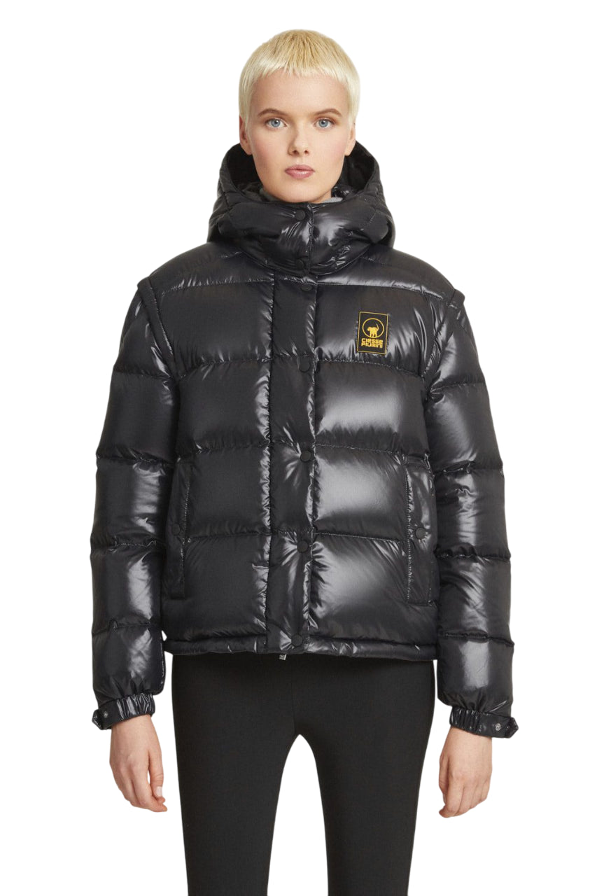 PIUMINO TRAPUNTATO GINNY CON CAPPUCCIO E MANICHE STACCABILI JET BLACK