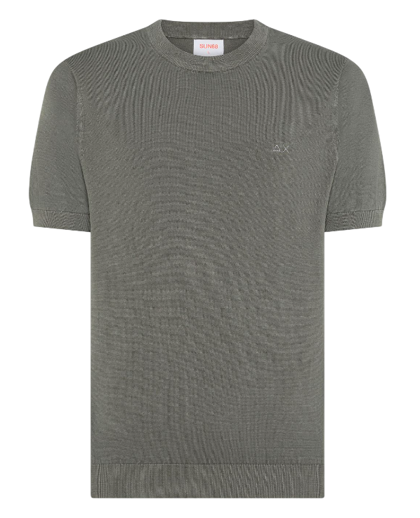 SUN68 UOMO T-SHIRT IN MAGLIA DI COTONE INCHIOSTRO