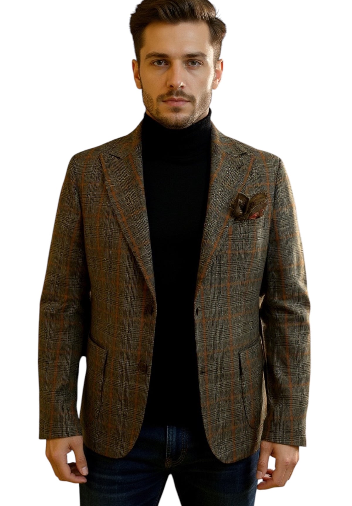 MARK MIDOR GIACCA MONOPETTO PRINCIPE DI GALLES MARRONE