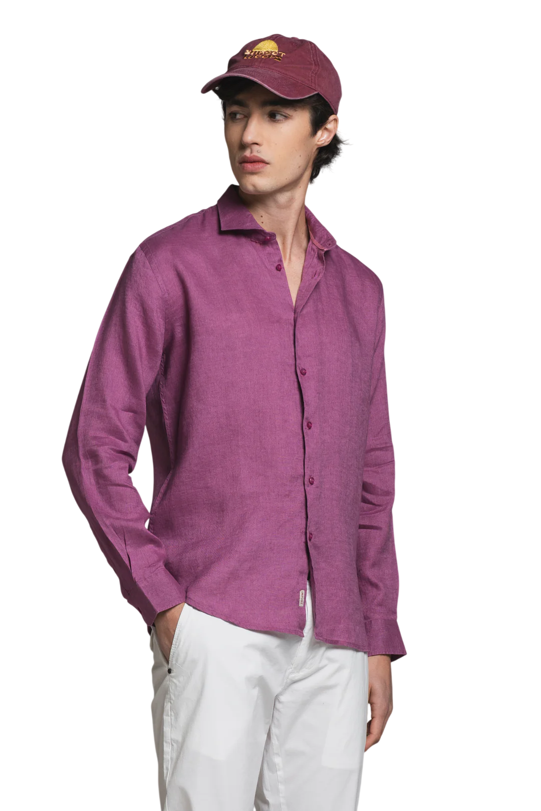 IMPURE CAMICIA IN LINO 100% COLORE DARK ONION