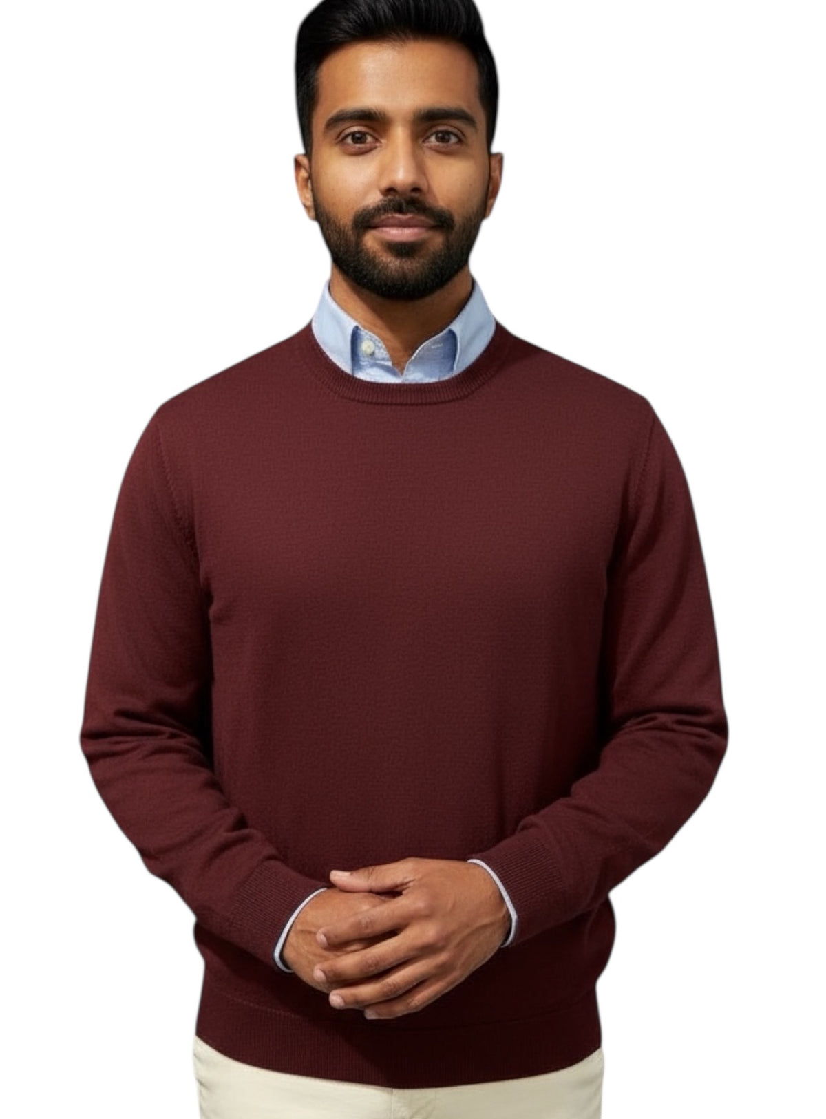 MARK MIDOR MAGLIA GIROCOLLO IN LANA MERINO EXTRAFINE BORDEAUX
