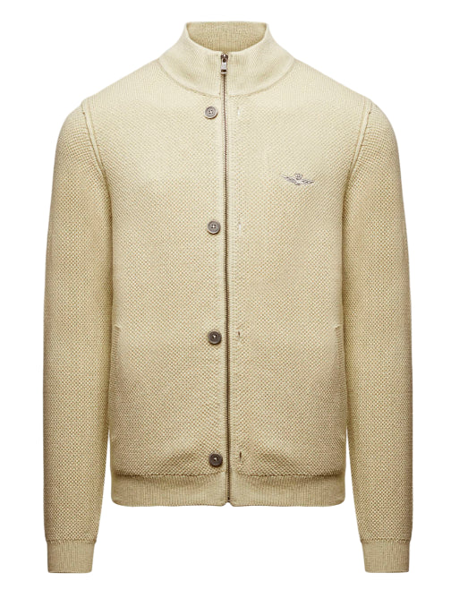 AERONAUTICA MILITARE MAGLIA PUNTO RISO CON DOPPIA CHIUSURA BEIGE PELLICAN