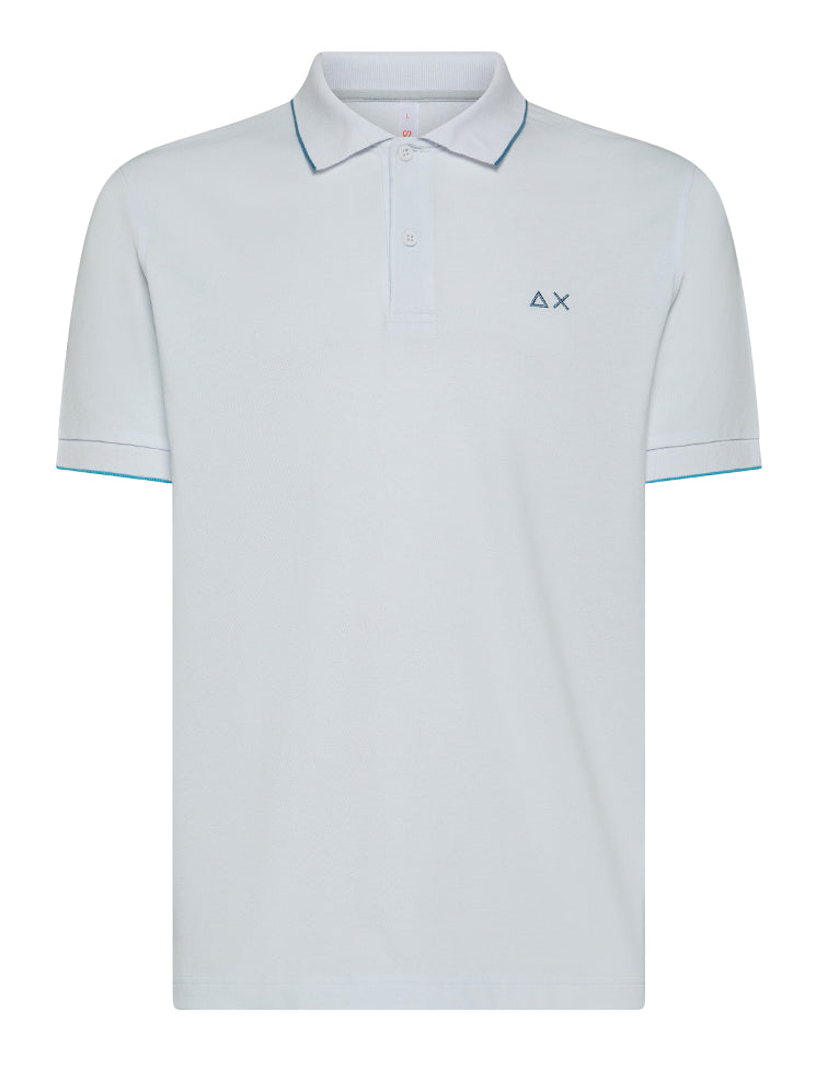 SUN68 UOMO POLO SMALL STRIPES ON COLLAR BIANCO