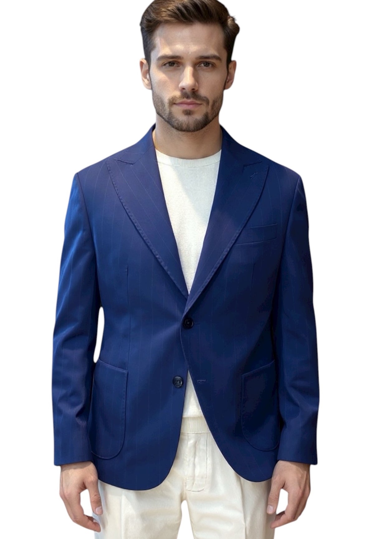 MARK MIDOR GIACCA GESSATA IN MISTO LANA COLORE BLU