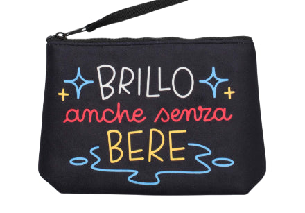 MC2 SAINT BARTH POCHETTE ALINE NERA IN TESSUTO EFFETTO LANA BRILLO SENZA BERE