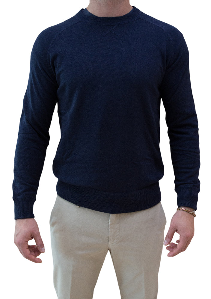 MARK MIDOR MAGLIA GIROCOLLO LANA E CASHMERE BLU NAVY