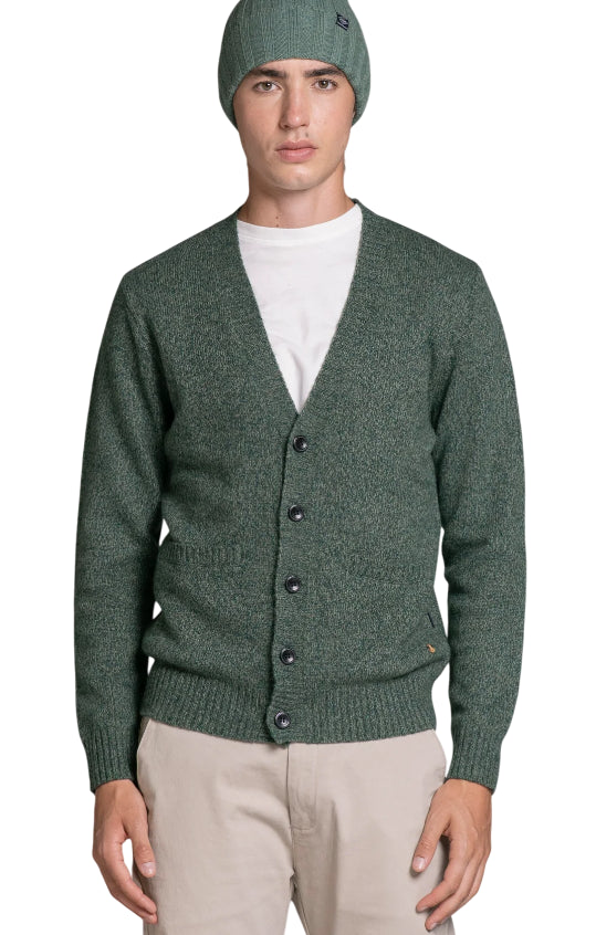 IMPURE BYRNE CARDIGAN BUTTON IN MOULINE' COLORE DARK GREEN