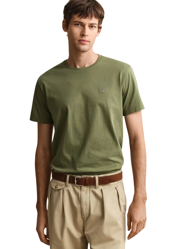 GANT T-SHIRT SLIM PIQUE HERB GREEN
