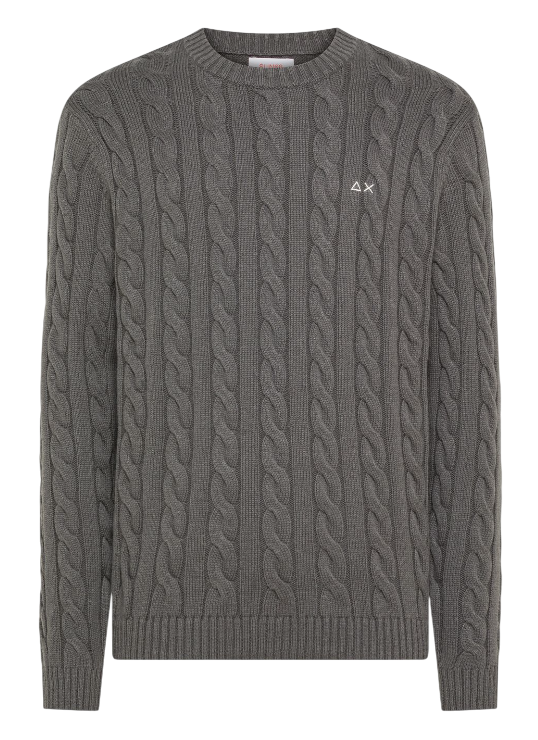SUN68 UOMO MAGLIA GIROCOLLO IN MISTO LANA GRIGIO SCURO