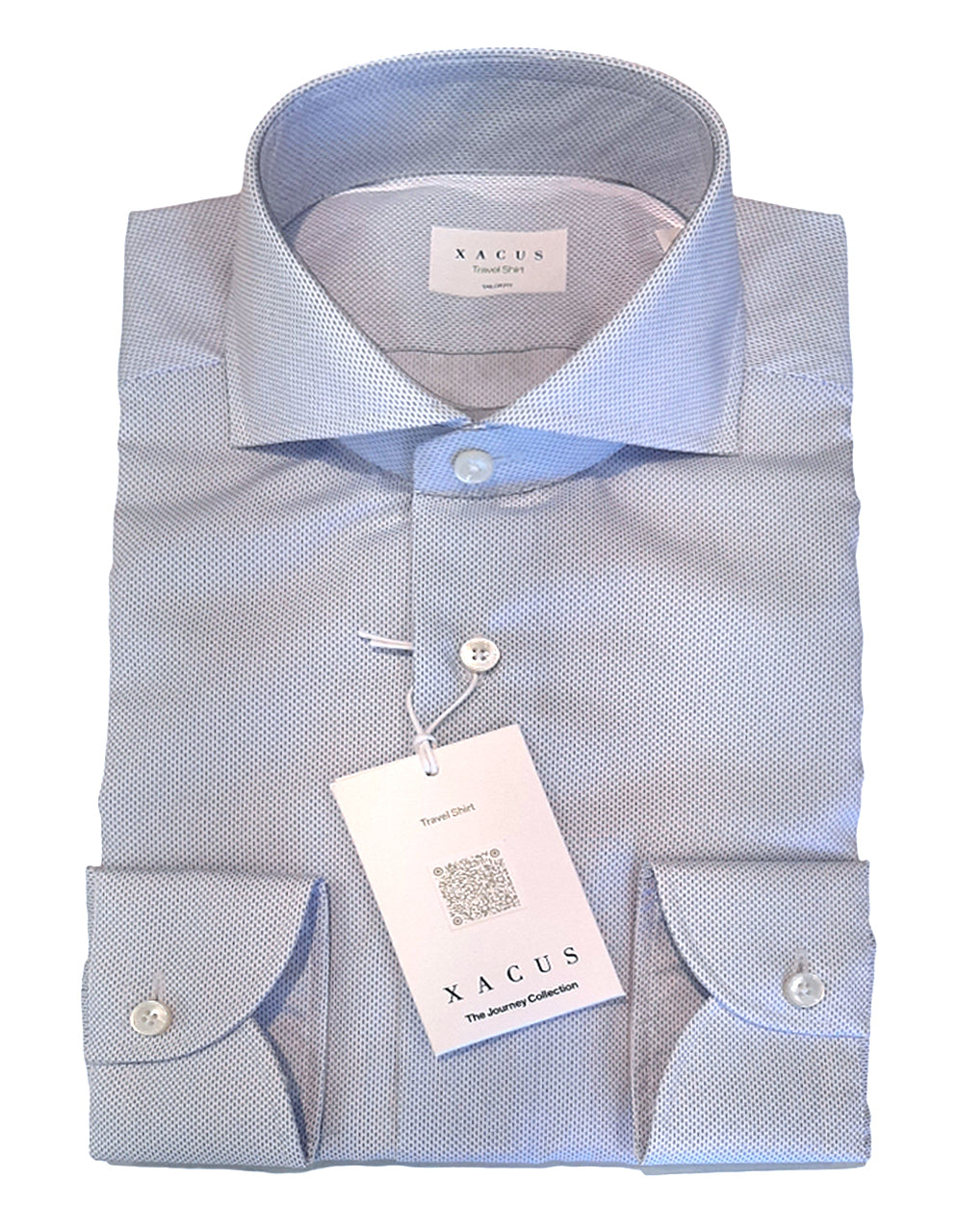 XACUS CAMICIA TRAVEL SHIRT MICROFANTASIA CELESTE CHIARO