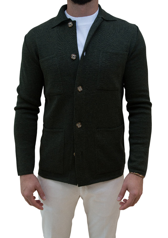 MARK MIDOR OVERSHIRT IN LANA MERINO 100% COLORE MILITARE