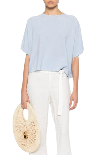 FABIANA FILIPPI T-SHIRT A MANICHE CORTE VESTIBILITA' AMPIA CELESTE