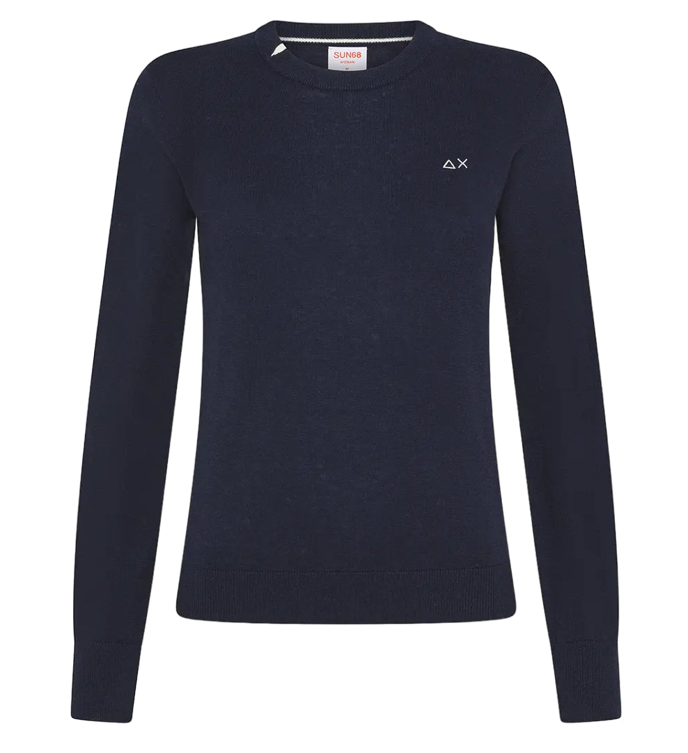 SUN 68 DONNA MAGLIA ROUND NECK NAVY BLUE