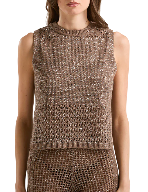 MC2 SAINT BARTH MC2 SAINT BARTH CANOTTA CROCHET MESH LUREX COLORE NUT