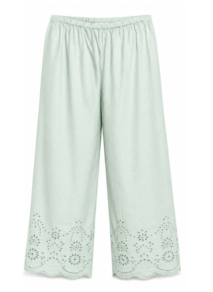 MC2 SAINT BARTH PANTALONI INEZ IN SANGALLO VERDE CON FONDO SMERLATO