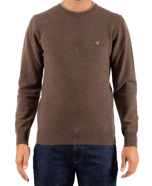 BROOKSFIELD MAGLIA GIROCOLLO RIGHINO A CONTRASTO IN LANA COLORE CAMOSCIO