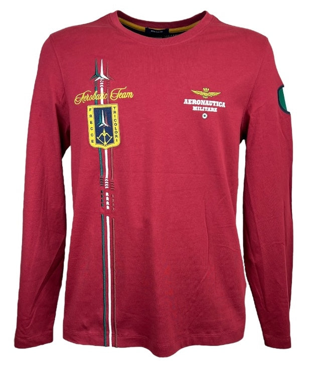 AERONAUTICA MILITARE T-SHIRT MANICA LUNGA FRECCE TRICOLORI ROSSO