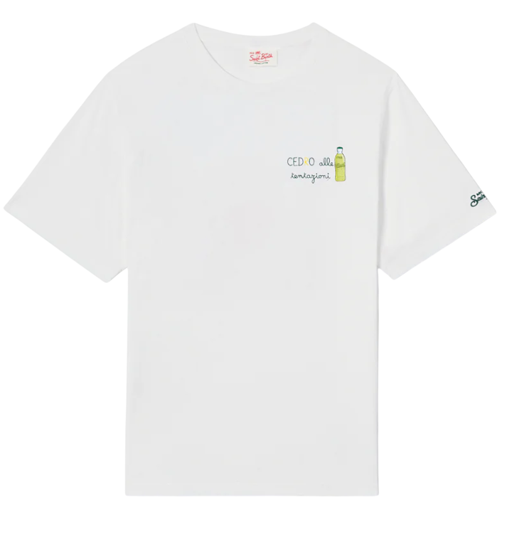 MC2 SAINT BARTH T-SHIRT T-SHIRT PORTOFINO BIANCA CON RICAMO CEDRO ALLE TENTAZIONI
