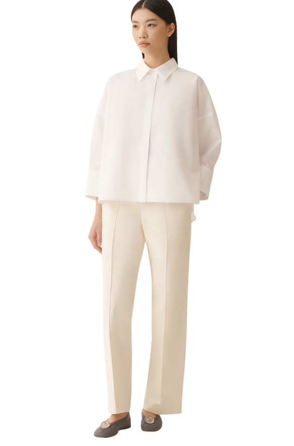 FABIANA FILIPPI CAMICIA CROPPED IN POPELINE BIANCO
