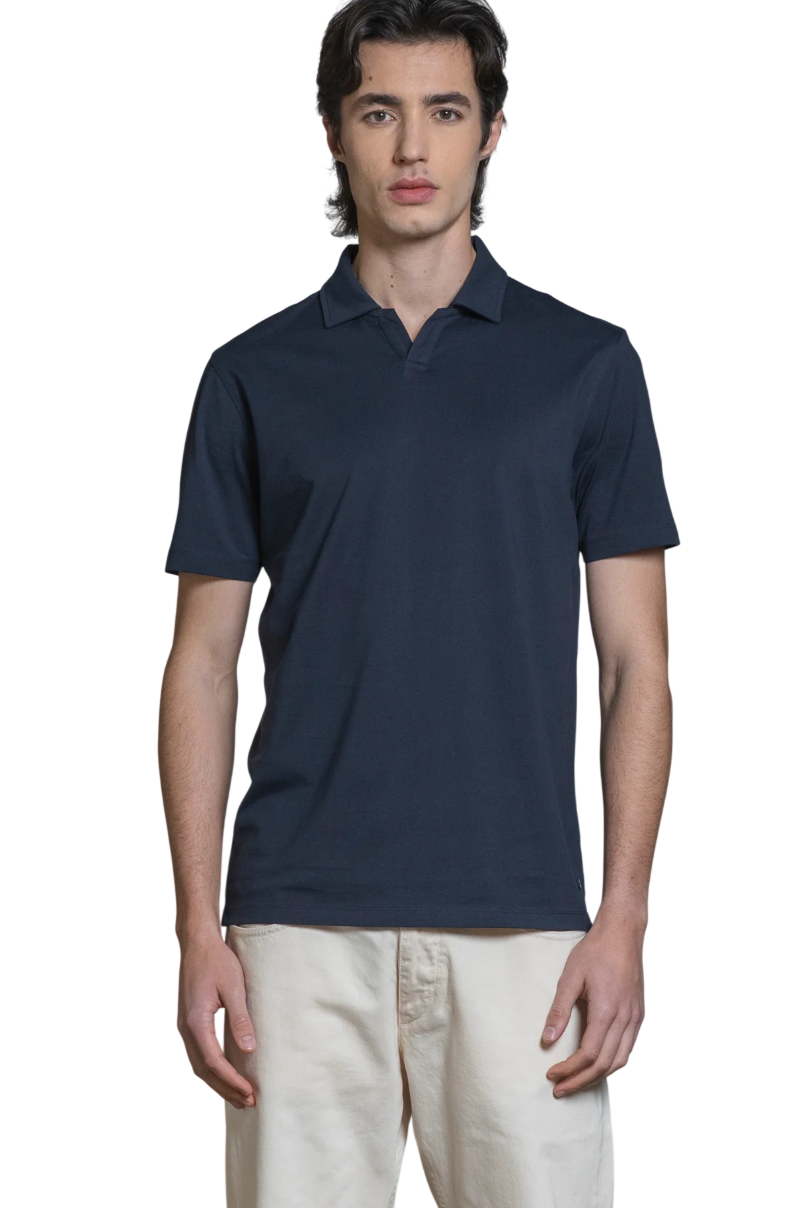 IMPURE POLO JAMIE SKIPPER MERCERIZED JERSEY BLU