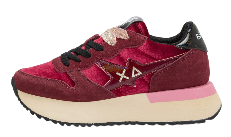 SUN68 SNEAKERS DONNA BIG STARGIRL VELVET BORDEAUX