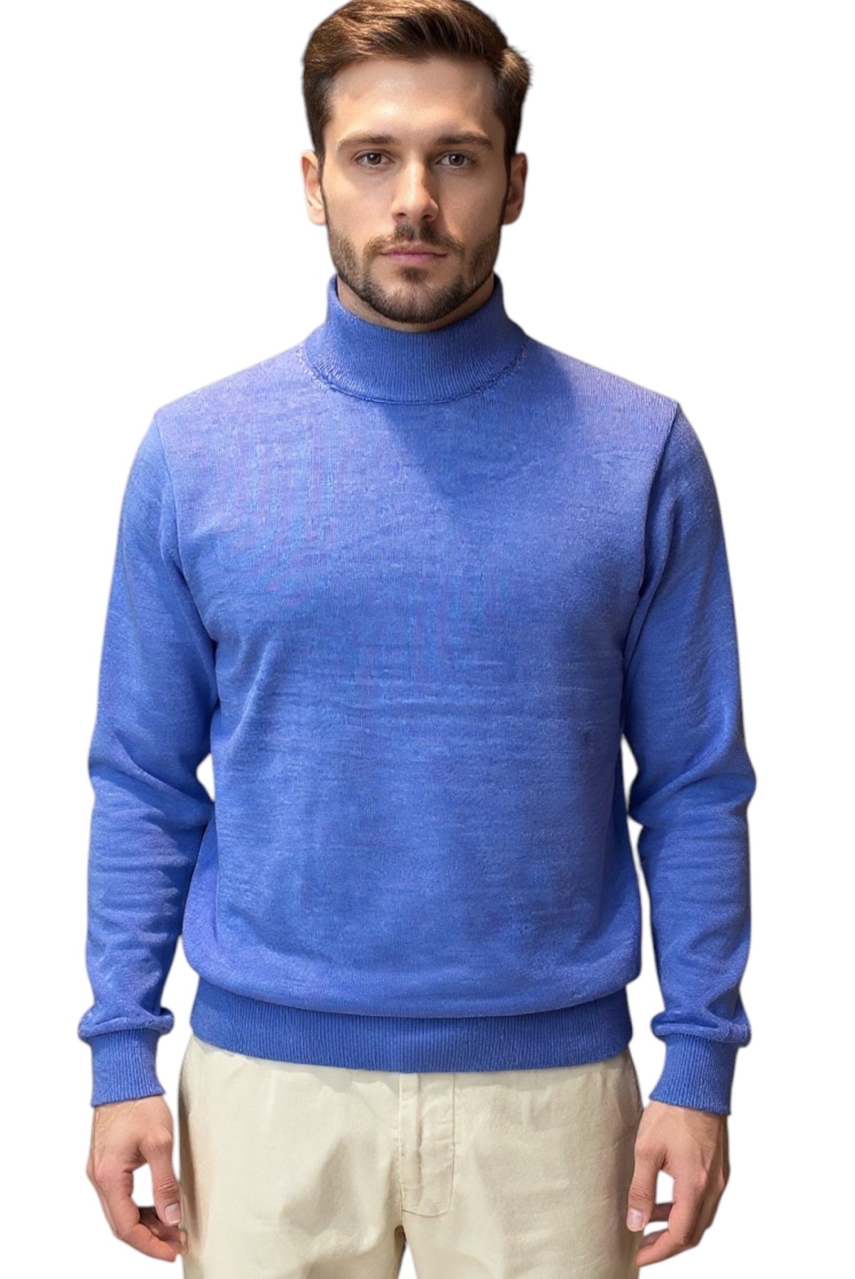 MARK MIDOR MAGLIA A LUPETTO IN LANA MERINO EXTRAFINE BLU PENDICA