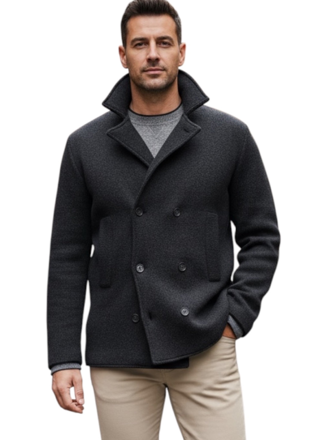 MARK MIDOR GIACCA MAGLIA MODELLO CABAN ANTRACITE