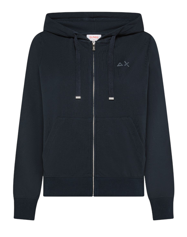 SUN68 FELPA DONNA IN COTONE CON ZIP BLUE NAVY