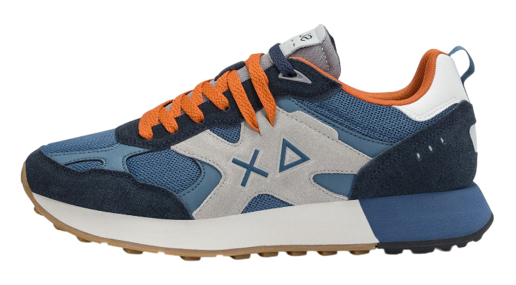 SUN68 SNEAKERS UOMO JAKI OUTDOOR IN MESH E SUEDE COLORE AVIO SCURO