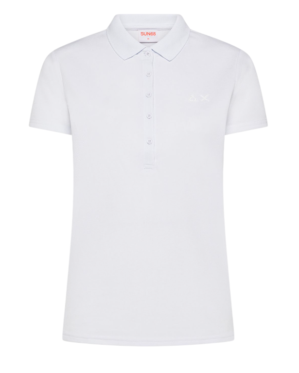 SUN68 DONNA POLO IN PIQUET DI COTONE BIANCO